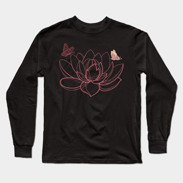 Loto natural butterfly  wellness Long Sleeve T-Shirt by Eva Passi Arts